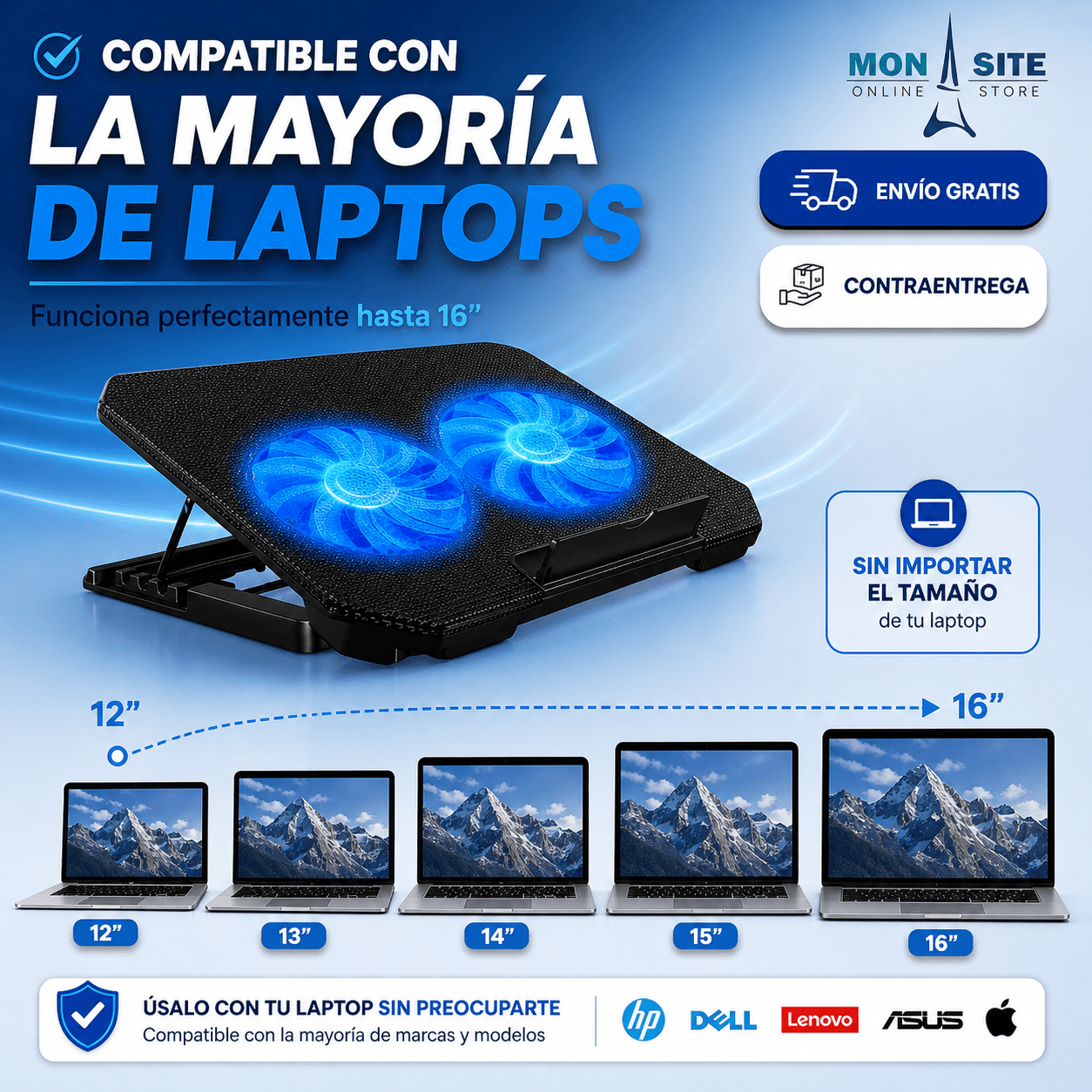 Pad Enfriador Doble Notebook INTELIGENTE