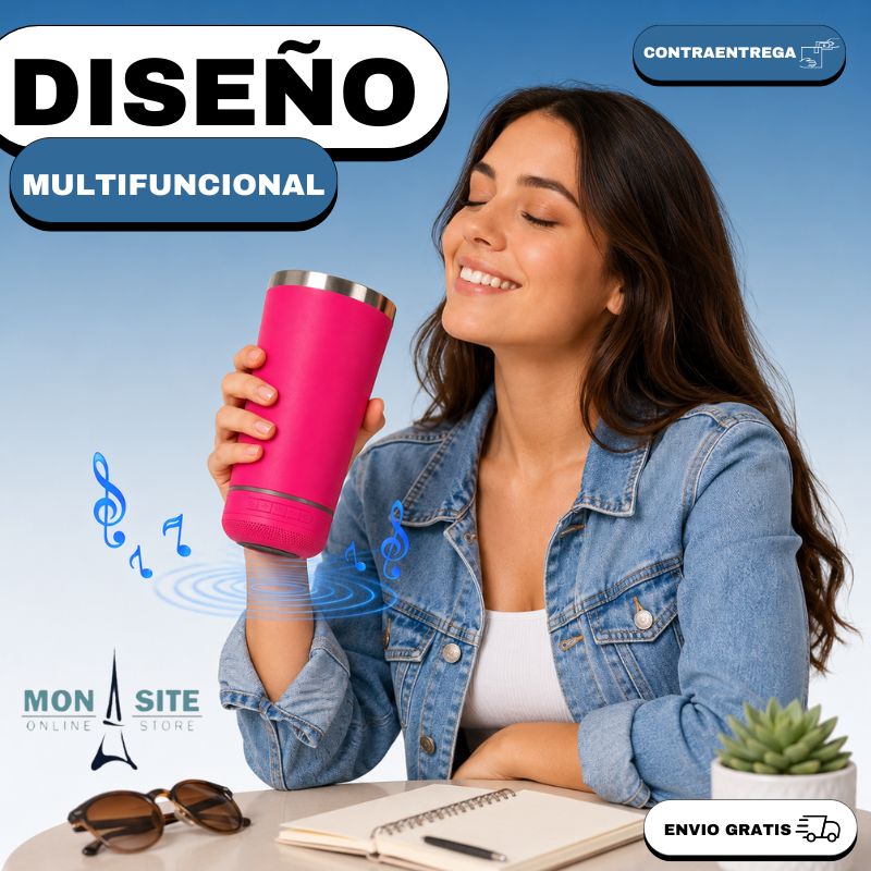 Vaso Térmico Multifuncional con Parlante