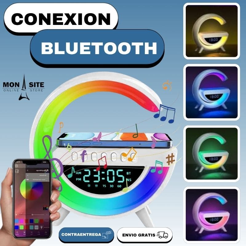 Parlante Con Luz Led Y Cargador Inalámbrico