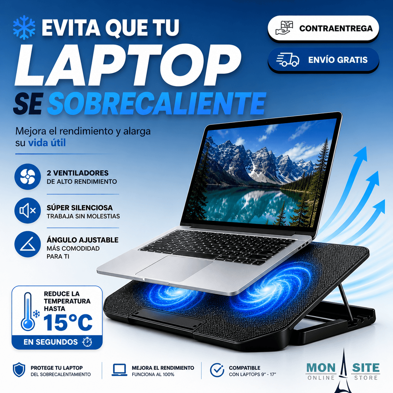 Pad Enfriador Doble Notebook INTELIGENTE