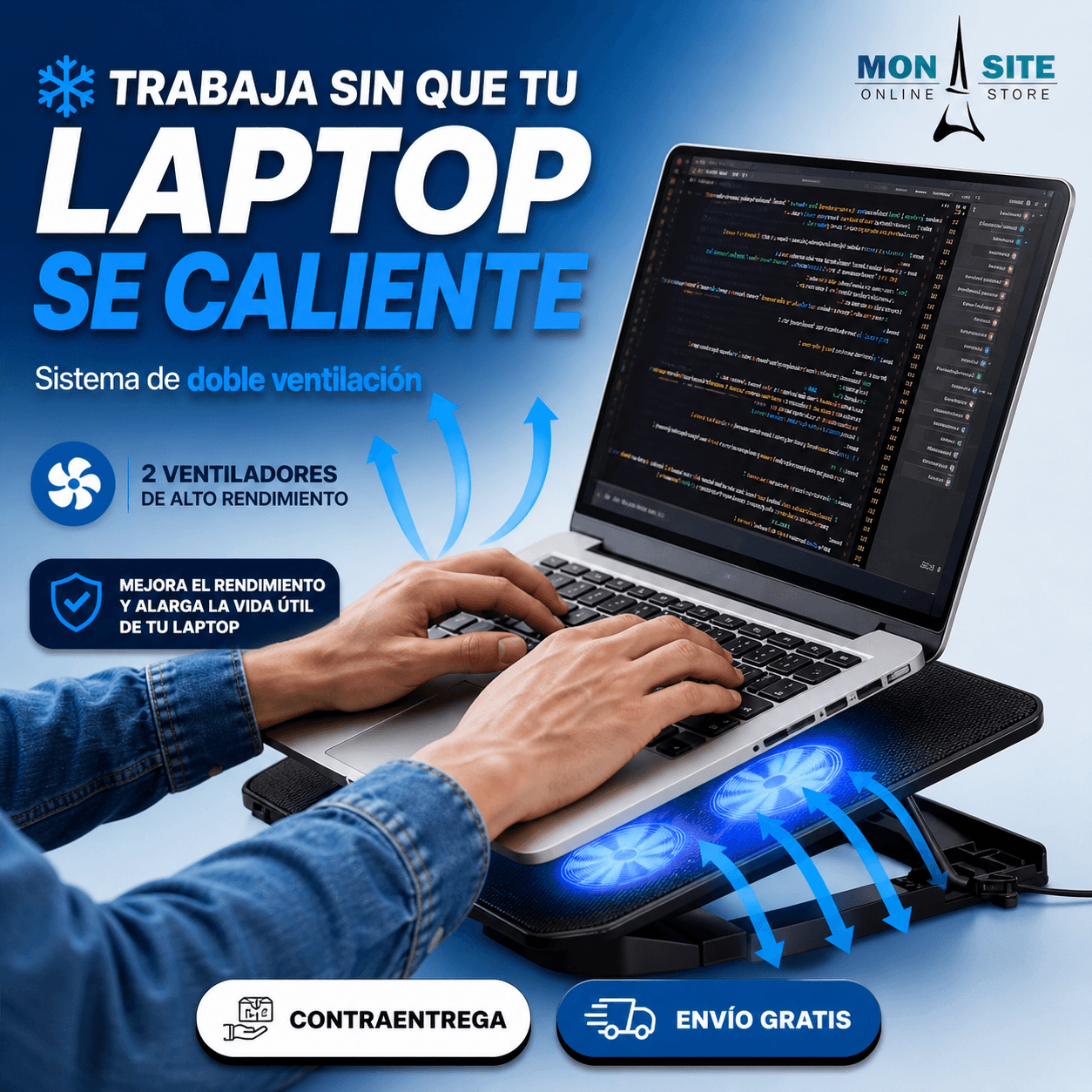 Pad Enfriador Doble Notebook INTELIGENTE