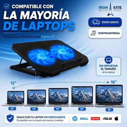 Pad Enfriador Doble Notebook INTELIGENTE