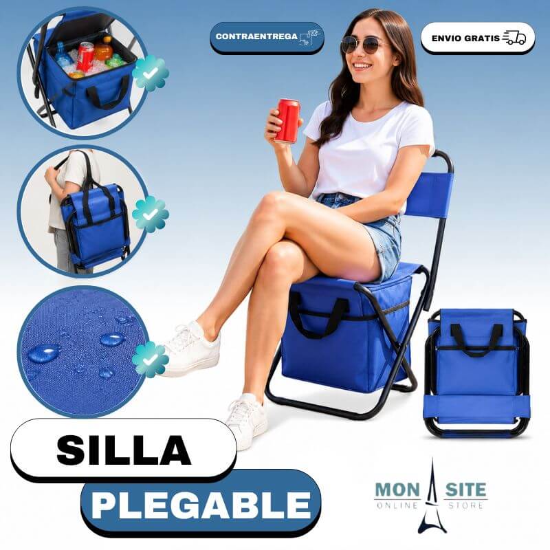 Silla Viajera Plegable con Bolso - Azul