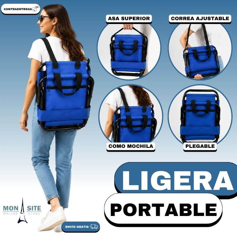 Silla Viajera Plegable con Bolso - Azul